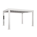 Windham 14' X 10' Modern Galvanized Steel Outdoor Patio Pergola Kit with Shade Sail Canopy and Powerport