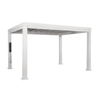 Windham 14' X 10' Modern Galvanized Steel Outdoor Patio Pergola Kit with Shade Sail Canopy and Powerport