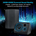 6.5'' Outdoor Speakers Wired 400W Waterproof Passive with Powerful Bass Wall Mount Speakers All Weather Durability