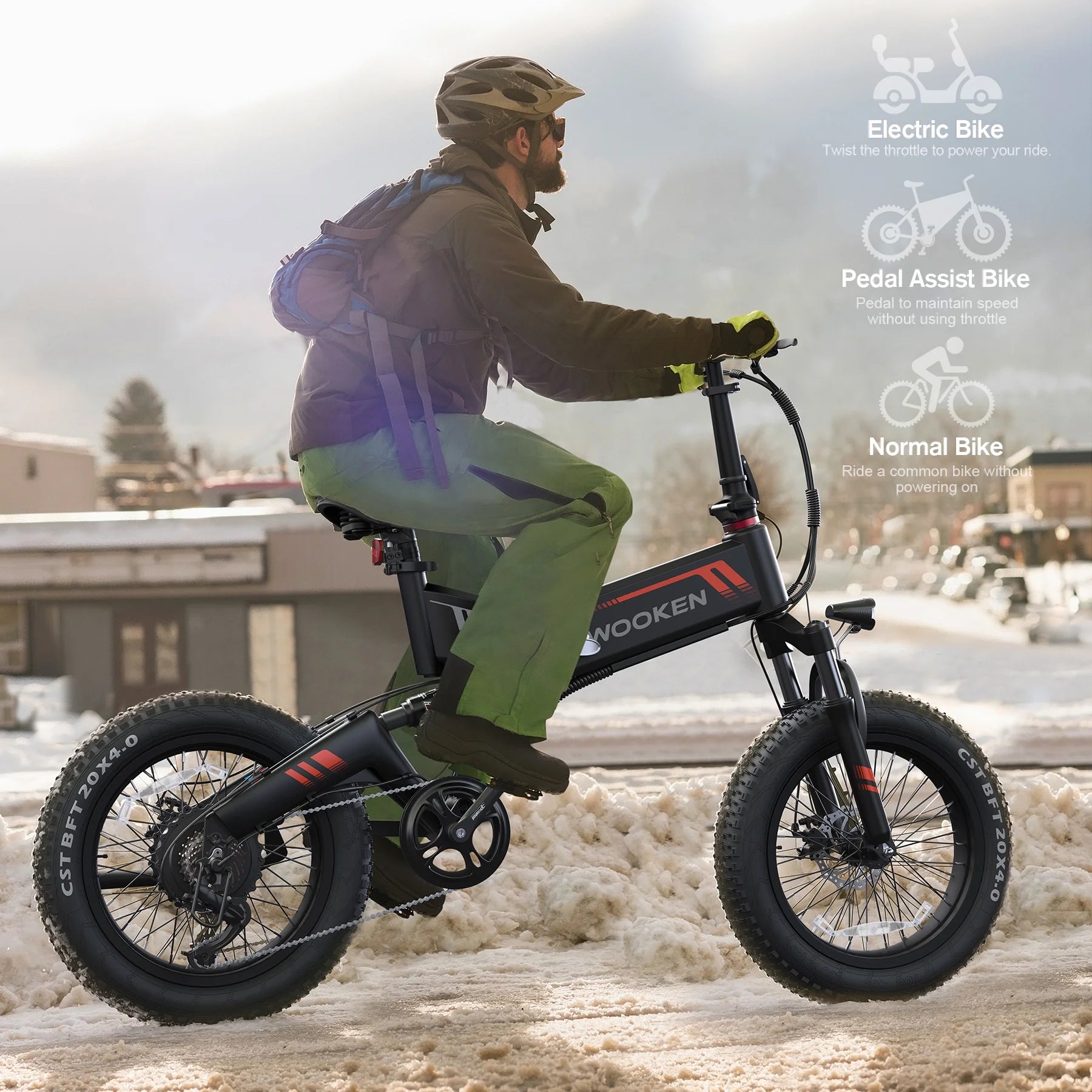 20"X4.0 Fat Tire Electric Bike for Adults, 500W Foldable Electric Bicycle with 48V 10Ah Built-In Battery, Shimano 7 Speed, Dual Shock Absorber