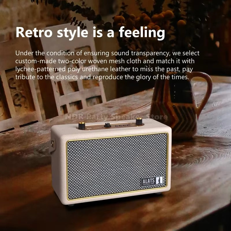 40W Professional Audio Player Vintage Portable Wireless Speaker Blue-Tooth Music Player TWS Sound System for Indoor and Outdoor