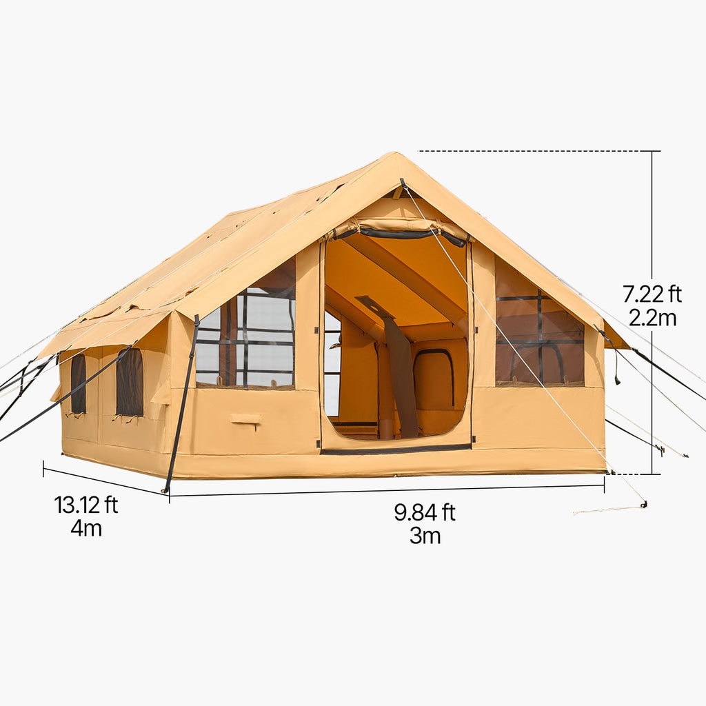 Inflatable Tent for Family Camping Tent 5-8 Person Window Glamping W/ Hand Pump