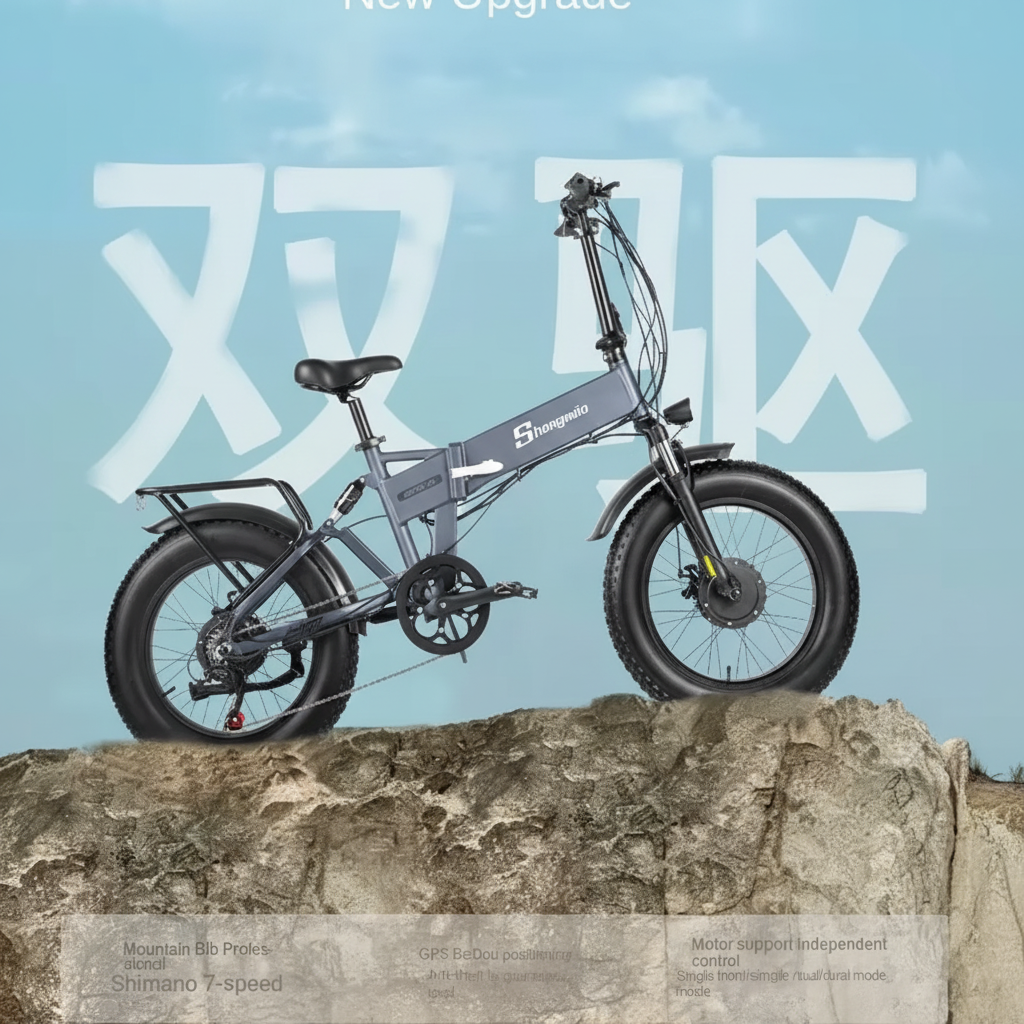 Electric Bike MX21 2000W 48V 15AH Dual Drive Removable Battery 20*4.0 Fat Tire Portable Mountain E-Bicycle Foldable City E-Bike