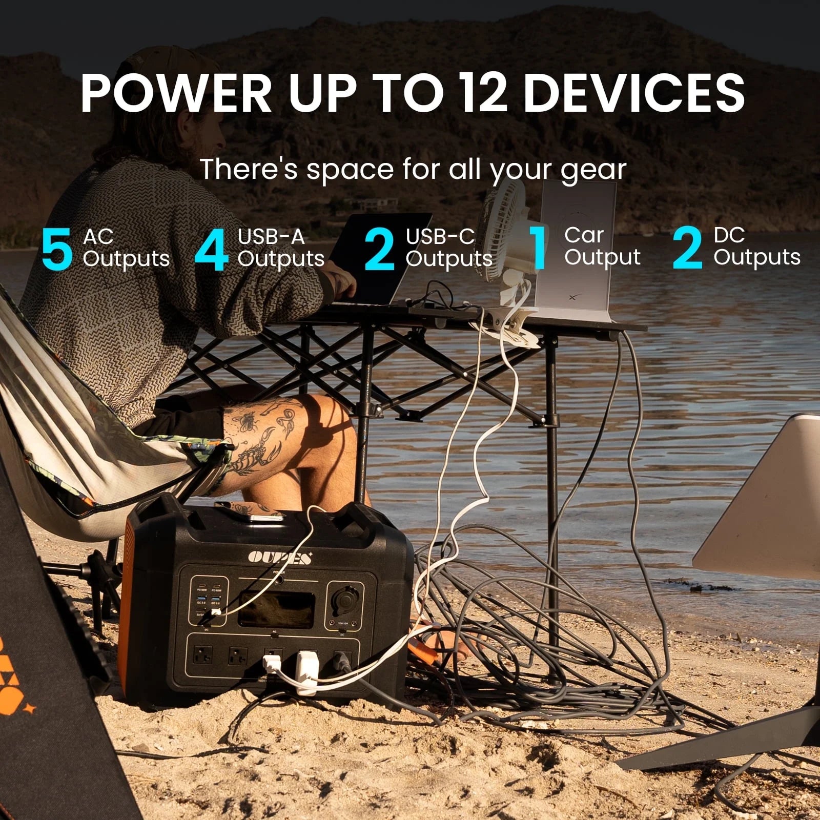 2400 with 240W Solar Panel,2232Wh Portable Power Station Lifepo4 Battery,2400W AC Output, Fast Charge, Solar Generator for Camping,Emergency, RV, Off-Grid Living