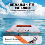 Inflatable Floating Dock 15X6.5Ft. Inflatable Dock Platform with 4X6Ft. Trampoline Mesh Pool, Non-Slip Floating Platform