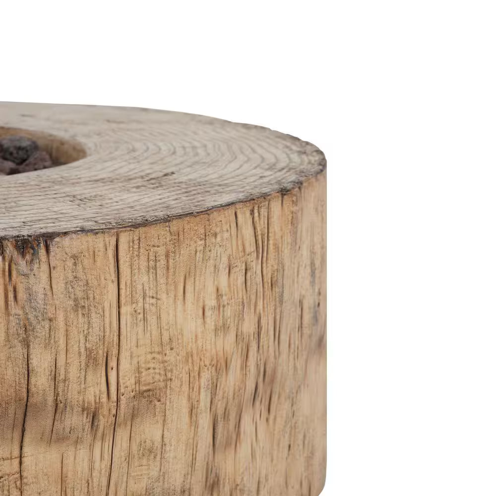 Amir 28 In. 30000 BTU Patio Mgo Lightweight Concrete Propane Outdoor Fire Pit Wood Pattern Brown