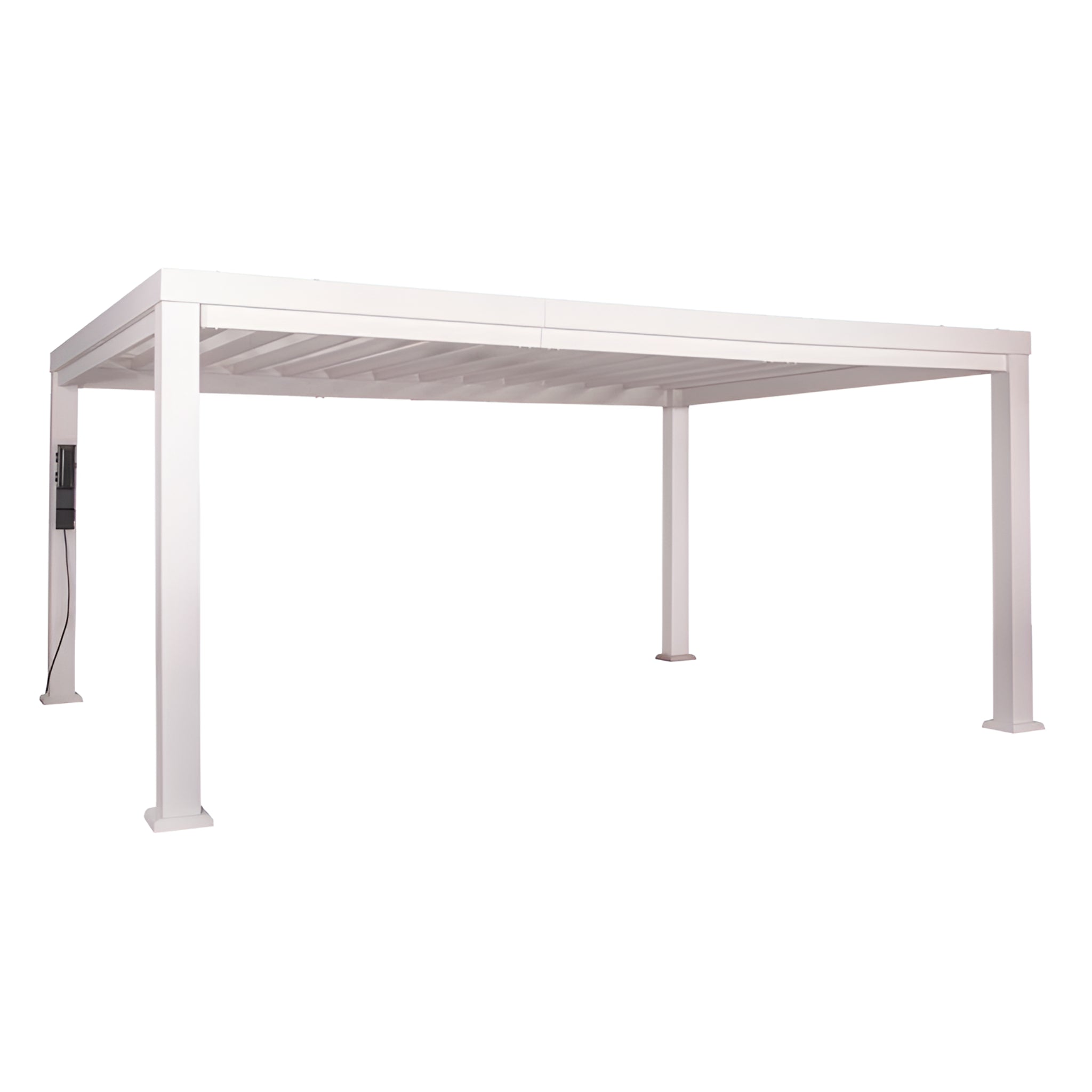 Windham 14' X 10' Modern Galvanized Steel Outdoor Patio Pergola Kit with Shade Sail Canopy and Powerport