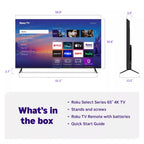 Roku 65" Select Series 4K HDR Smart Roku TV with Roku TV Remote: LED, Wi-Fi, HDMI