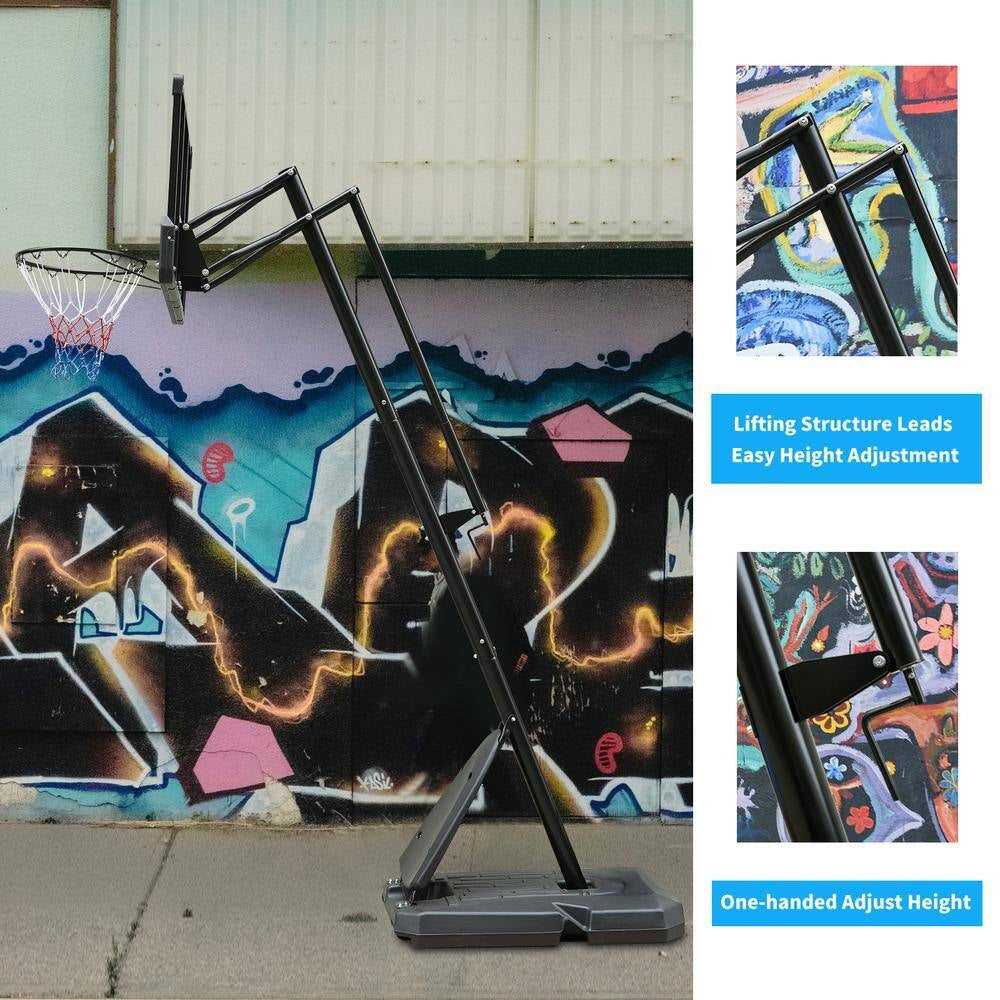 7.5 Ft. to 10 Ft. Height Adjustable Outdoor Basketball Hoop 44 In. Backboard Portable Basketball Goal with Stable Base