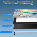 Projector Screen and Stand,120 Inch Outdoor Projector Screen-Premium PVC 3 Layers Screen with Fast Easy Snap-On and Wrinkle Free Design,Outdoor Movie Screen for Home Backyard with a Carrying Bag