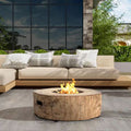 Amir 28 In. 30000 BTU Patio Mgo Lightweight Concrete Propane Outdoor Fire Pit Wood Pattern Brown