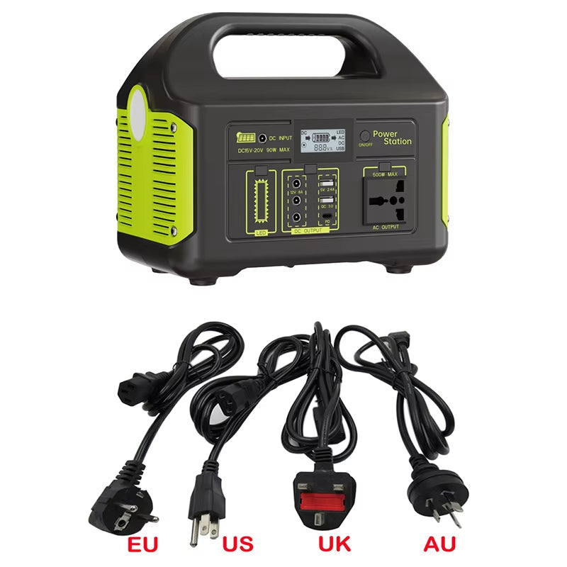 Portable Power Station 500W 460Wh 384Wh with Lifepo4 Battery Solar Generator for Outdoor Camping Power Bank