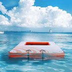Inflatable Floating Dock 15X6.5Ft. Inflatable Dock Platform with 4X6Ft. Trampoline Mesh Pool, Non-Slip Floating Platform