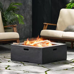 29 In. W X 17.2 In. H Square Wood Burning Outdoor Fire Pit in Grey