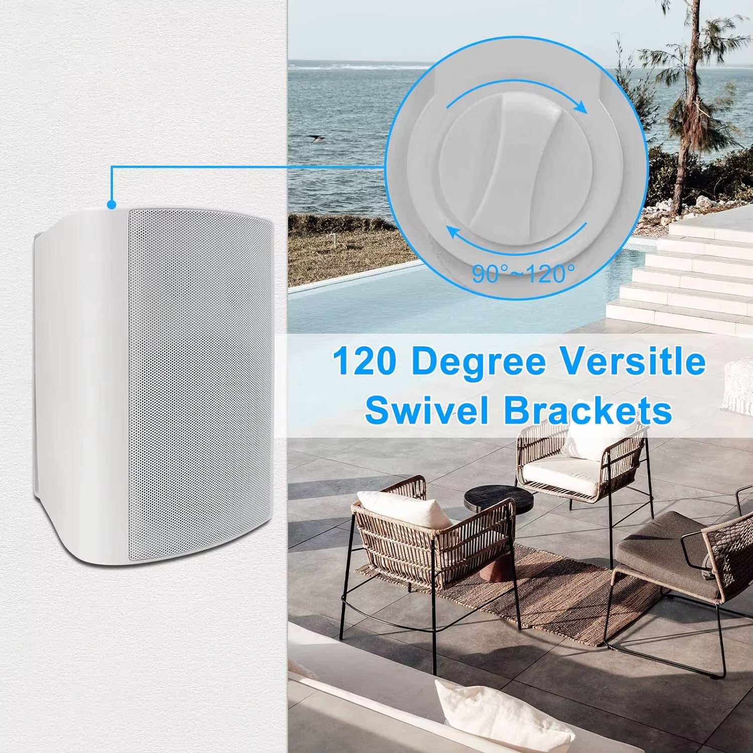 6.5'' Outdoor Speakers Wired 400W Waterproof Passive with Powerful Bass Wall Mount Speakers All Weather Durability