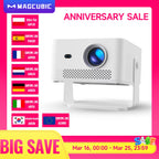 HY450MAX 1100ANSI Android 14 Portable Outdoor Projector 1080P Auto Focus 8K Support WIFI6 Beam Mini Projector