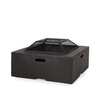 29 In. W X 17.2 In. H Square Wood Burning Outdoor Fire Pit in Grey