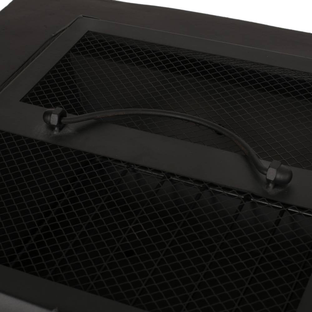 29 In. W X 17.2 In. H Square Wood Burning Outdoor Fire Pit in Grey