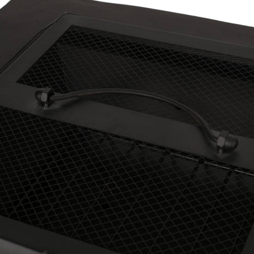 29 In. W X 17.2 In. H Square Wood Burning Outdoor Fire Pit in Grey