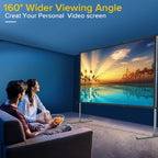 Projector Screen and Stand,120 Inch Outdoor Projector Screen-Premium PVC 3 Layers Screen with Fast Easy Snap-On and Wrinkle Free Design,Outdoor Movie Screen for Home Backyard with a Carrying Bag