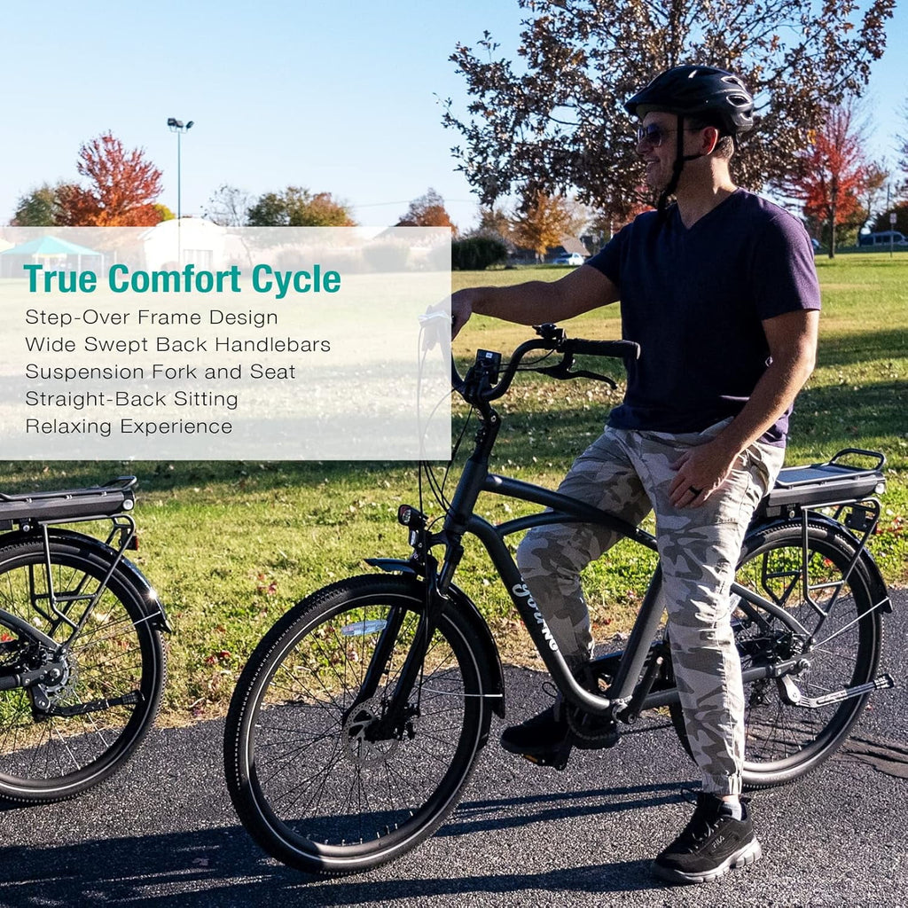 E-Vie Electric Cruiser Bike, 60+ Miles Long Range, Torque Sensor Ebike for Adults, Peak Power≥600W, CST 27.5" , 350 Lbs, 20 Mph, Beach City Commuter, UL2849