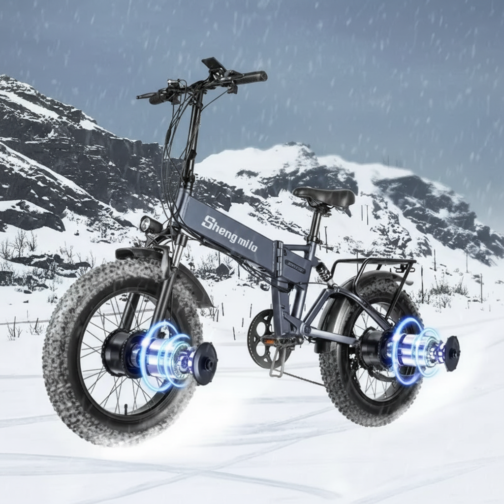 Electric Bike MX21 2000W 48V 15AH Dual Drive Removable Battery 20*4.0 Fat Tire Portable Mountain E-Bicycle Foldable City E-Bike