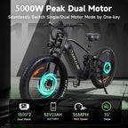 P2 Electric Bike for Adults，Long Rang 90 Miles Electric Bicycle，Peak 5000W Dual Motor 52V 23AH E Bike，Max Speed 36 MPH