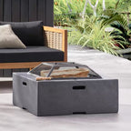 29 In. W X 17.2 In. H Square Wood Burning Outdoor Fire Pit in Grey