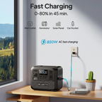 Portable Power Station AC70 with 100W Solar Panel Included, 768Wh Solar Generator with 2 1000W AC Outlets, 0-80% in 45 Min, Lifepo4 Power for Camping