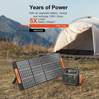 Portable Power Station 300W 299Wh Solar Powered Generator with LED 7 Ports 120V Pure Sine Wave AC Outlet USB-C Camping Power Bank for Outdoors Travel Hunting Home Lithium Battery Backup
