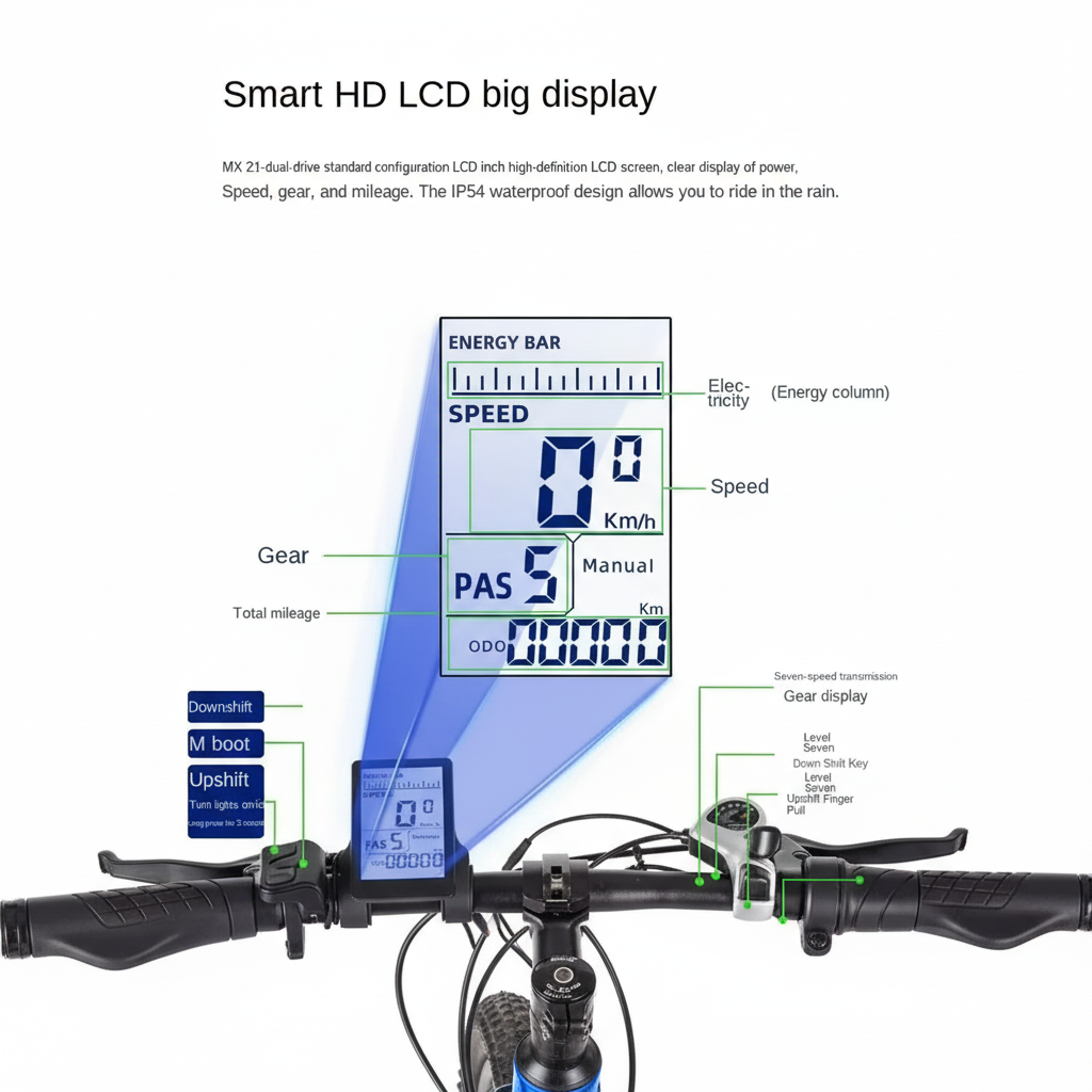 Electric Bike MX21 2000W 48V 15AH Dual Drive Removable Battery 20*4.0 Fat Tire Portable Mountain E-Bicycle Foldable City E-Bike