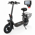 C1 Electric Scooter with Seat, 450W Powerful Motor up to 22 Miles Range, Folding Electric Scooter for Adult Max Speed 15.5Mph, Electric Scooter-Blackfor Commuting with Basket