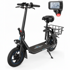 C1 Electric Scooter with Seat, 450W Powerful Motor up to 22 Miles Range, Folding Electric Scooter for Adult Max Speed 15.5Mph, Electric Scooter-Blackfor Commuting with Basket